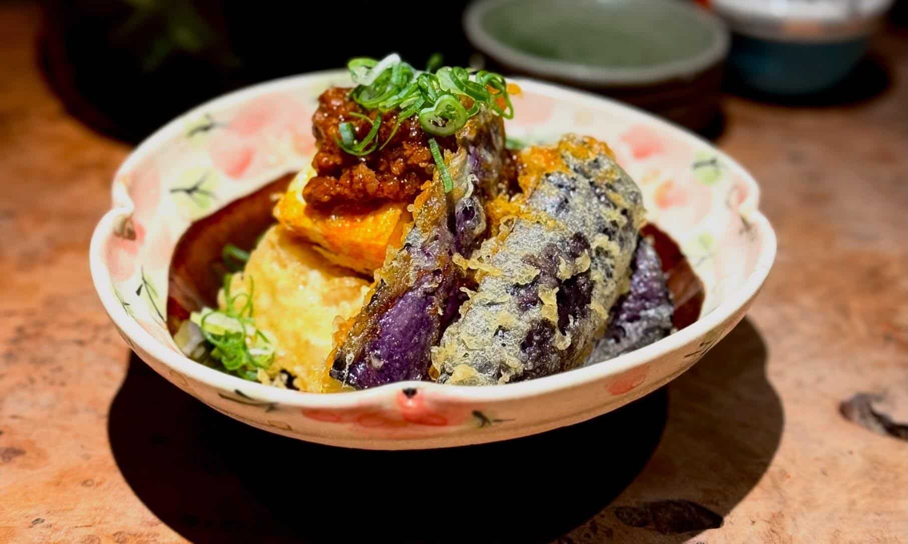 Pumpkin and Minced Pork in Miso Sauce: Kyoto Izakaya / Shijo Izakaya / Sushi / Tempura